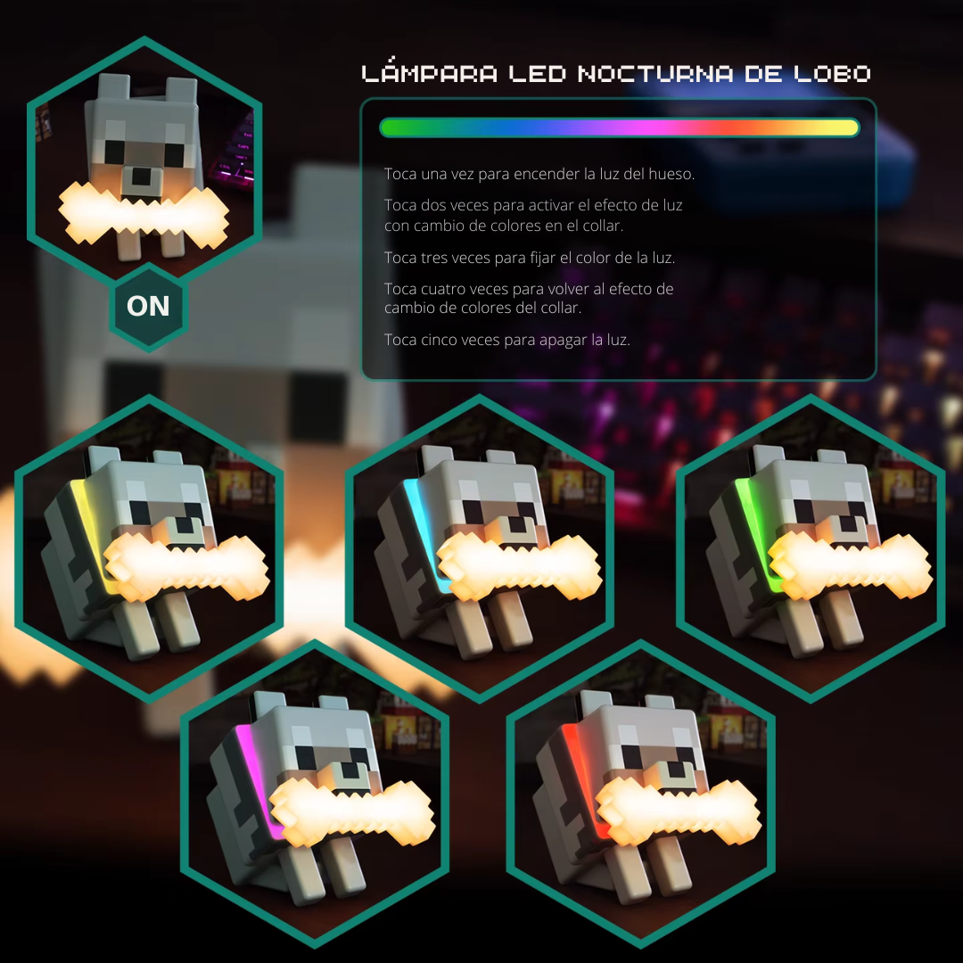 Lámpara LED Nocturna de Lobo